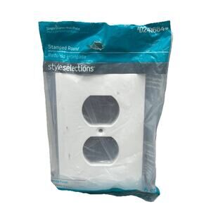 Style Selections Single Duplex Wall Plate Stamped Round 6 Pack White. {51}.